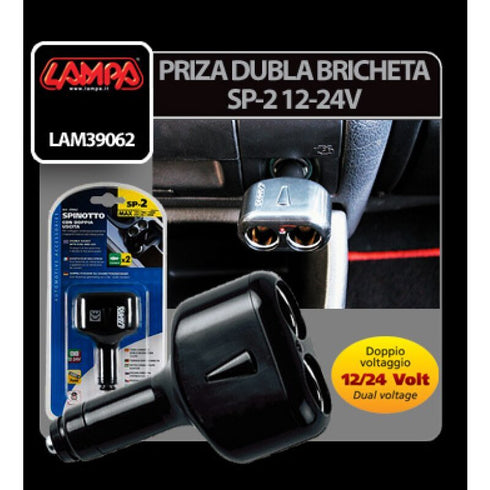 Priza dubla bricheta SP-2 12/24V Lampa